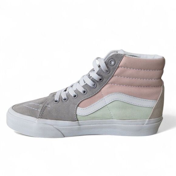 Vans Sk8-Hi Canvas Colorblock Skate Shoes "Grey / Pink / Green" Women's 8 - Picture 6 of 11